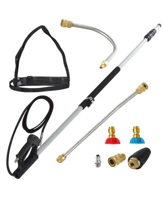 Outsunny 18' High Pressure Power Washer Telescoping Lance Extension Wand with 3/8 Inch Quick Connection, 2 Spray Nozzle Tips, 2 Wand Pivoting Couplers