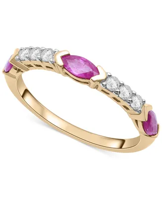 Lab-Grown Ruby (3/4 ct. t.w.) & Lab-Grown White Sapphire (1/4 ct. t.w.) Stack Ring in 14k Gold-Plated Sterling Silver