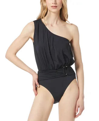 Michael Kors Women's One-Shoulder Blouson One-Piece Swimsuit