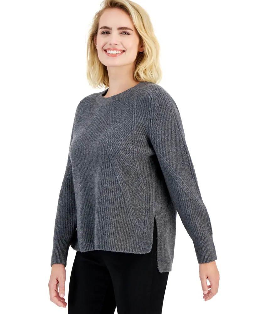 I.n.c. International Concepts Petite Ribbed Step-Hem Sweater, Created for Macy's