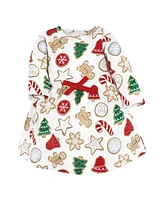 Touched by Nature Little Girls Organic Cotton Long-Sleeve Dresses, Christmas Cookies