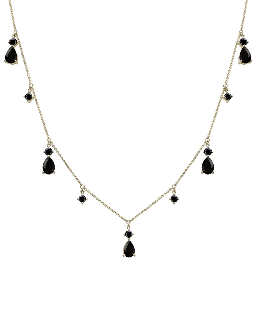 Onyx Dangle 17" Statement Necklace in 14k Gold-Plated Sterling Silver