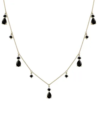 Onyx Dangle 17" Statement Necklace in 14k Gold-Plated Sterling Silver