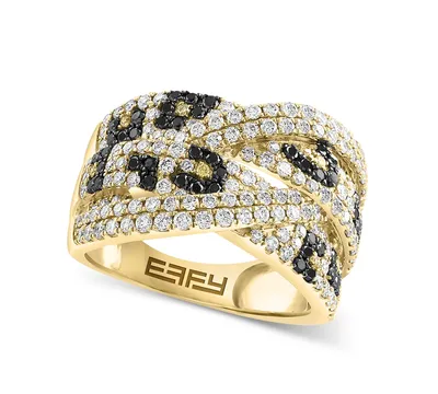 Effy Multicolor Diamond Crossover Statement Ring (1-1/3 ct. t.w.) in 14k Gold