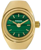 Fossil Women's Two-Hand Gold-Tone Stainless Steel Ring Watch, 15mm