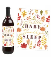 Fall Foliage Baby Autumn Leaves Baby Shower Wine Bottle Label Stickers Set of 4 - Assorted Pre