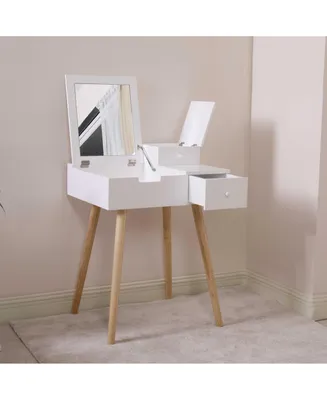 Simplie Fun Wooden Vanity Desk Flip-Top Dressing Mirror Writing Table Computer Desk