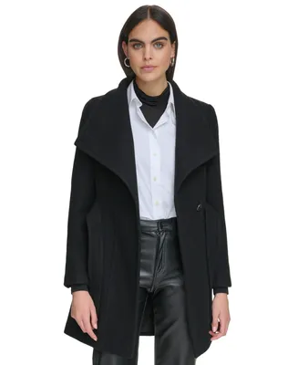Calvin Klein Womens Asymmetrical Belted Wrap Coat, Created for Macys