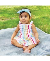 Hudson Baby Girls Cotton Dresses, Rainbow Stripe