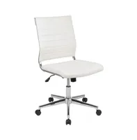 Merrick Lane Corrina Ergonomic Swivel Office Chair Ribbed Back And Seat Mid-Back Armless Computer Desk Chair With Metal Base