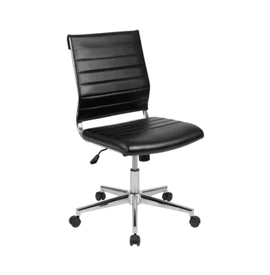 Merrick Lane Corrina Ergonomic Swivel Office Chair Ribbed Back And Seat Mid-Back Armless Computer Desk With Metal Base