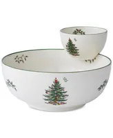 Spode Christmas Tree Tiered 2-Pc. Porcelain Chip & Dip Set