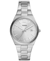 Fossil Women's Scarlette Three-Hand Date Silver-Tone Stainless Steel Watch, 38mm