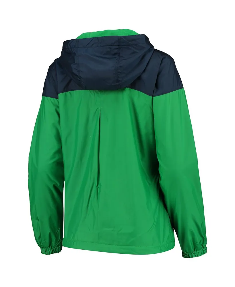 Women's Columbia Green, Navy Notre Dame Fighting Irish Flash Forward Lined Full-Zip Windbreaker Jacket