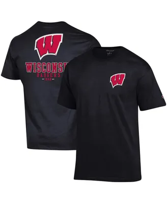 Men's Champion Black Wisconsin Badgers Stack 2-Hit T-shirt