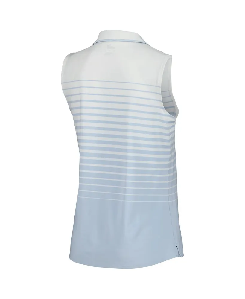 Women's Puma Light Blue Arnold Palmer Mattr Stripe Sleeveless V-Neck Polo Shirt