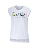 Women's Wear by Erin Andrews White Seattle Seahawks Greetings From Muscle T-shirt