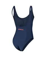 Women's G-iii 4Her by Carl Banks Navy Denver Broncos Making Waves One-Piece Swimsuit