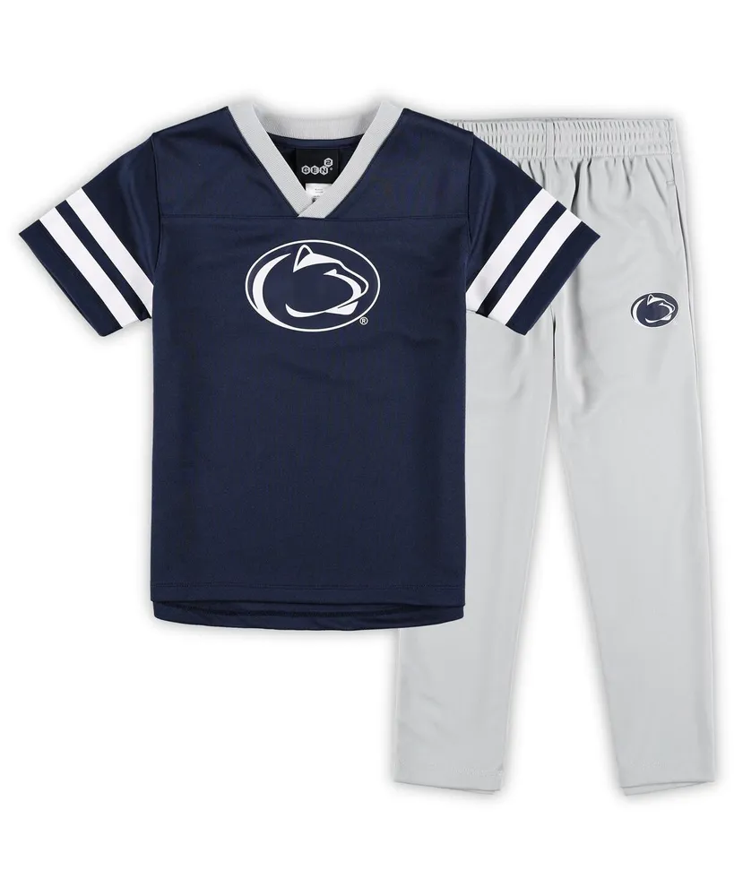 Little Boys and Girls Navy, Gray Penn State Nittany Lions Red Zone Jersey and Pants Set
