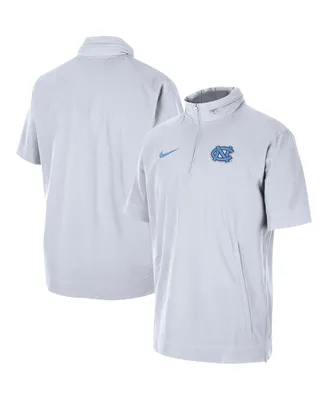 Men's Nike White North Carolina Tar Heels Coaches Half-Zip Short Sleeve Jacket