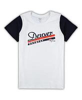 Women's Concepts Sport White, Navy Denver Broncos Plus Downfield T-shirt and Shorts Sleep Set