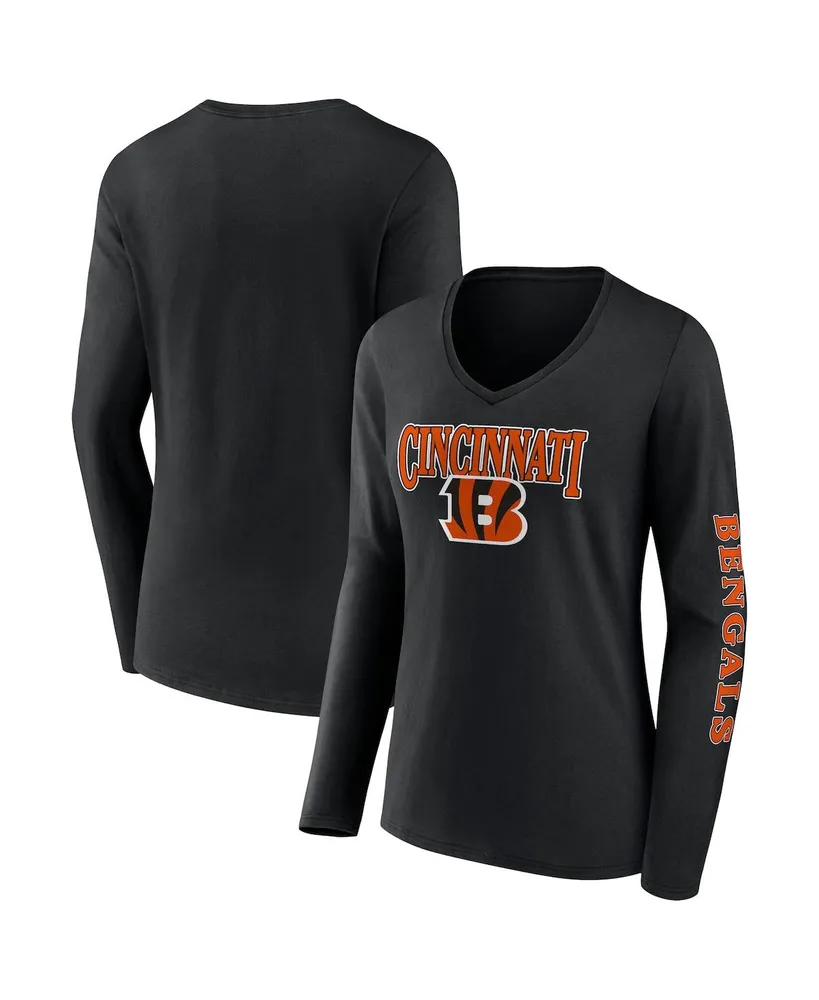 Women's Majestic White/Black Cincinnati Bengals Lace-Up V-Neck T-Shirt 