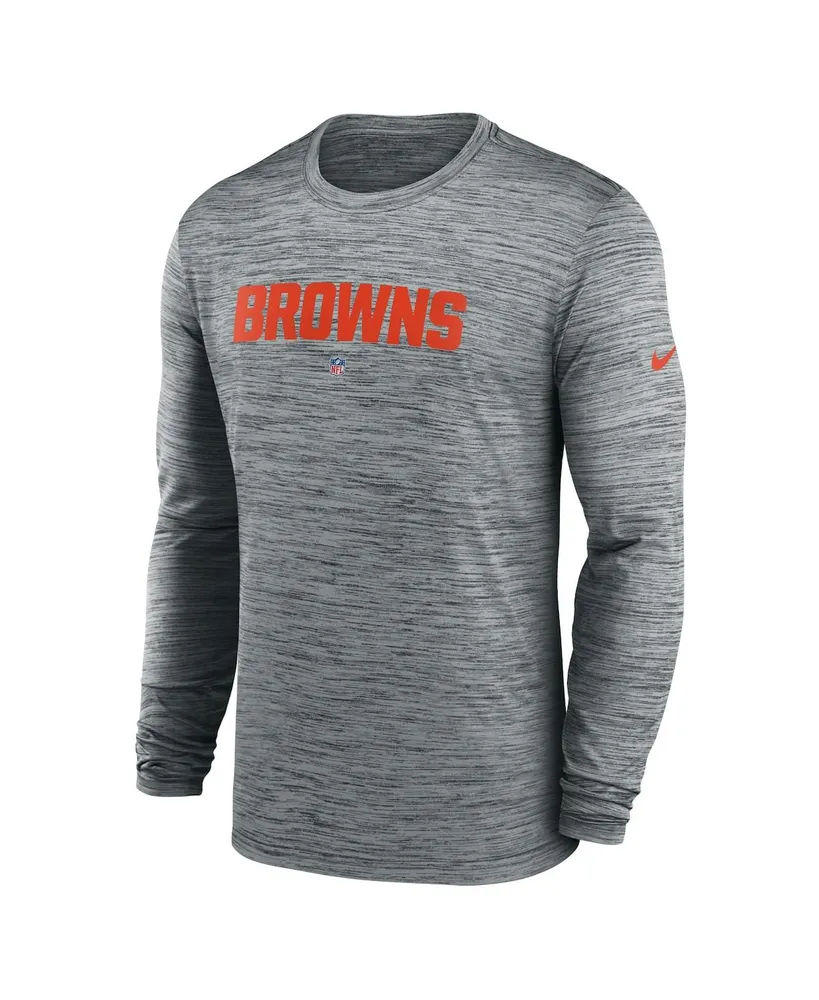 Men's Nike Heather Gray Cleveland Browns Sideline Team Velocity Performance Long Sleeve T-shirt