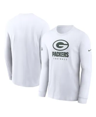 Men's Nike White Green Bay Packers Sideline Performance Long Sleeve T-shirt