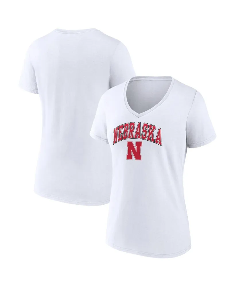 Women's Fanatics White Nebraska Huskers Evergreen Campus V-Neck T-shirt