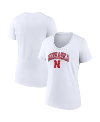 Women's Fanatics White Nebraska Huskers Evergreen Campus V-Neck T-shirt