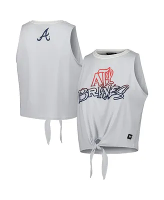 Women's The Wild Collective Gray Atlanta Braves Twisted Tie Front Tank Top