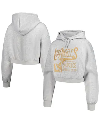 Women's The Wild Collective Heather Gray Lafc Cropped Pullover Hoodie