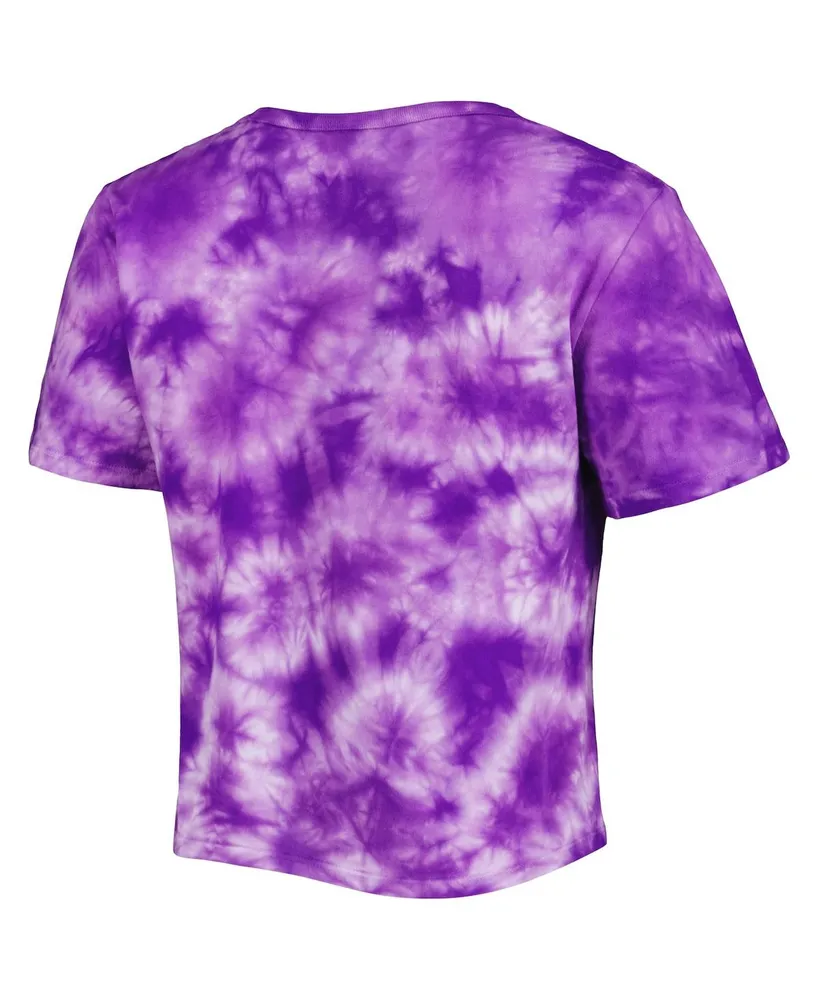 Women's ZooZatz Purple Lsu Tigers Cloud-Dye Cropped T-shirt