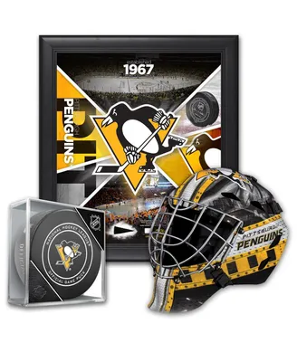 Pittsburgh Penguins Ultimate Fan Collectibles Bundle - Includes Team Impact 15" x 17" Frame Mini Goalie Mask and Official Game Puck