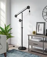 Hudson & Canal Descartes 70" Ribbed Glass Shade Pulley System Floor Lamp