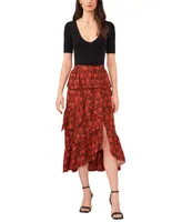 1.state Women's Cascade Ruffle Midi Skirt