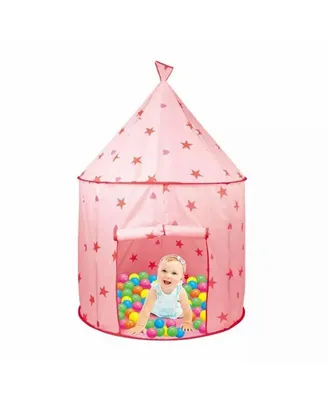 Cmgb Princess Castle Play Tent, Kids Foldable Games Tent House Toy for Indoor & Outdoor Use-Pink