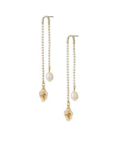 Ettika Shell and Freshwater Pearl Vacation 18K Gold Plated Dangle Earrings