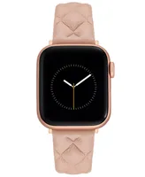 Anne Klein Women's Blush Pink Quilted Genuine Leather Band Compatible with 38/40/41mm Apple Watch - Blush Pink, Rose Gold