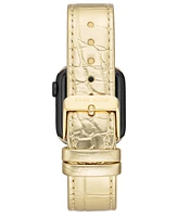 Anne Klein Women's Gold-Tone Crocograin Genuine Leather Band designed for Apple Watch 42mm (Series 1-3 only) & 44/45/46/49mm (Ultra & Ultra 2)