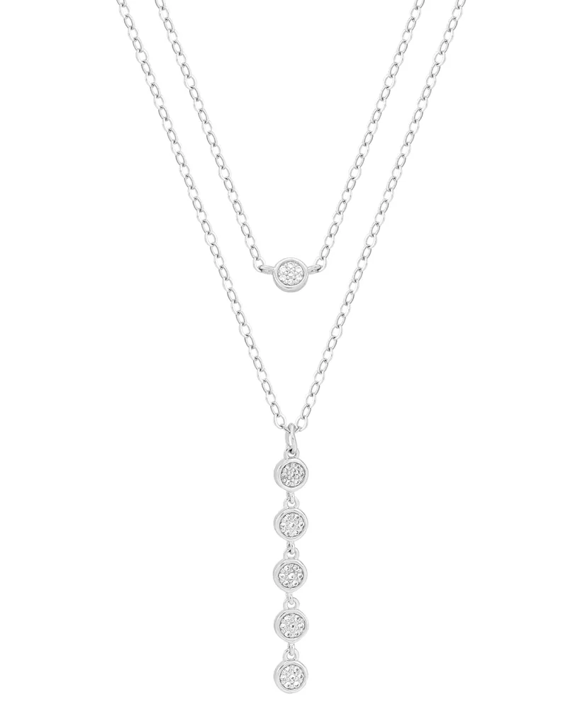 Diamond Cluster Layered Necklace (1/10 ct. t.w.) in Sterling Silver, 16" + 2" extender