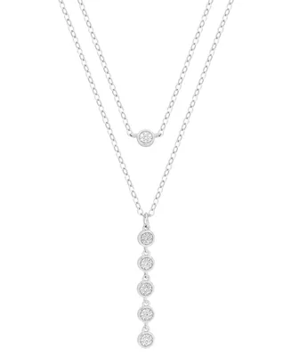 Diamond Cluster Layered Necklace (1/10 ct. t.w.) in Sterling Silver, 16" + 2" extender