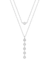 Diamond Cluster Layered Necklace (1/10 ct. t.w.) in Sterling Silver, 16" + 2" extender