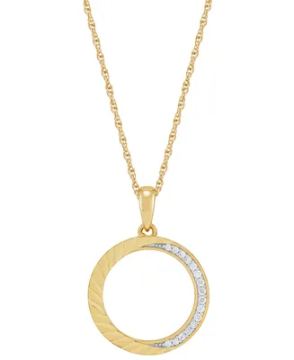 Diamond Circle Pendant Necklace (1/10 ct. t.w.) in 14k Gold-Plated Sterling Silver, 16" + 2" extender