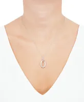 Diamond Interlocking Oval Pendant Necklace (1/4 ct. t.w.) in Sterling Silver & 14k Gold-Plate, 16" + 4" extender - Sterling Silver  Gold