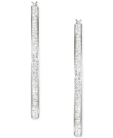 Crystal Pave Click Top Medium Hoop Earrings, 2"