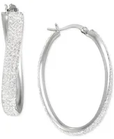 Crystal Pave Wavy Oval Hoop Earrings