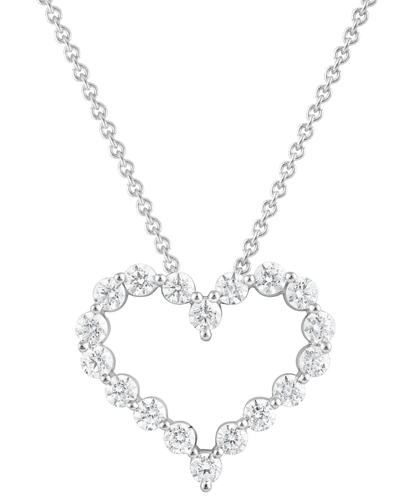 Diamond Heart 18" Pendant Necklace (1-1/2 ct. t.w.) in 14k White Gold