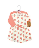 Touched by Nature Baby Girl Organic Cotton Dress and Cardigan, Peach