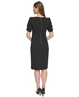 Dkny Women's Puff-Sleeve Twisted-Front Side-Slit Dress